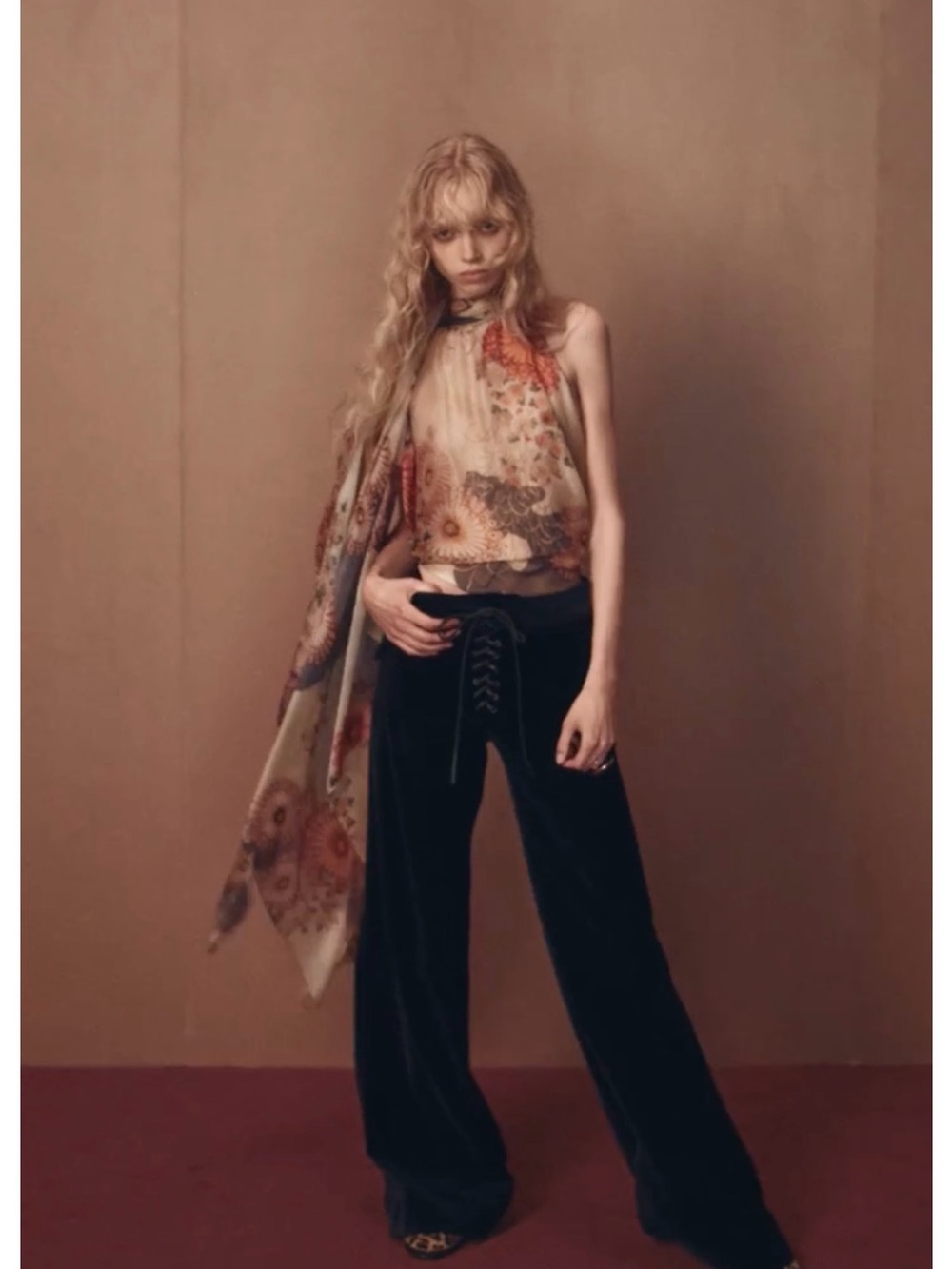Zara 100% silk Kate Moss halter top with scarf